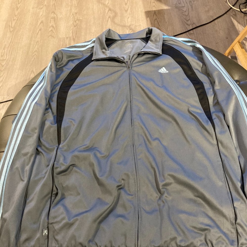 Adidas Silver & Light Blue Stripes Jacket XXL